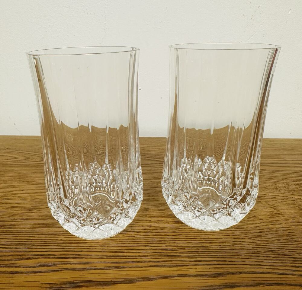 Cristal D'Arques Durand Longchamp Tumbler 10 oz Crystal Glass Set of 2 Elegant
